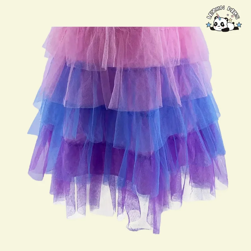 LEZONKIDS - Girls' Dress Summer New Style Little Girls' Children's Gauze Princess Cake Skirt Fantasy Poncho Dress for Children